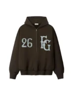 Essentails Baseball Club Half Zip Brown Hoodie